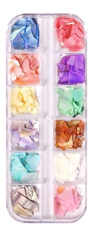 Nacre multicolore gros format, incrustations Nail Art