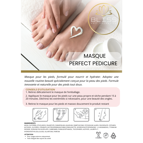 Bliss vous propose un lot de masques hydratants pour les pieds – confort et soin complet avec bouts de doigts détachables