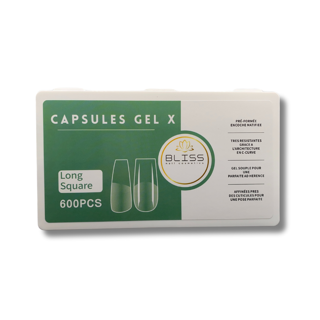 Capsules gel X long square 600 pieces 
