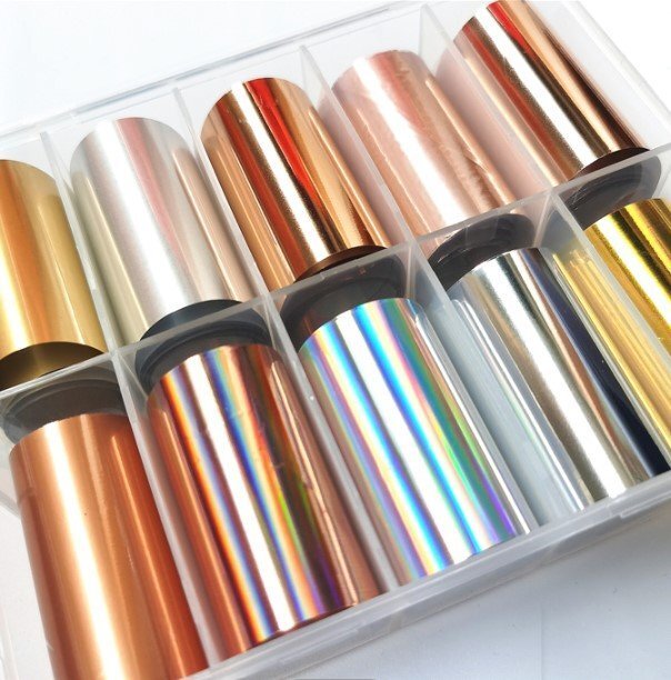 Foils différents coloris nail art 