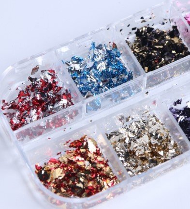 feuilles de couleurs nail art 